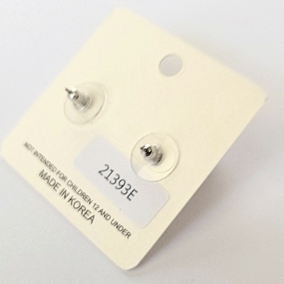 NEW! Andante Brand,Lab Created Faux Pearl & Crystal Stud Earrings in Silvertone - Picture 5 of 6